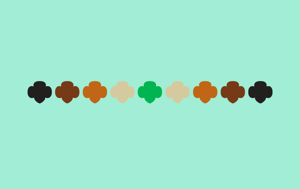 diverse trefoils in many colors and tones 